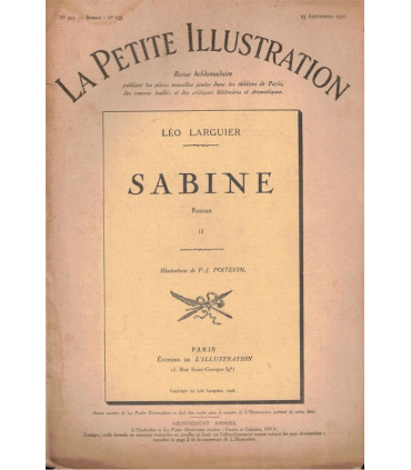 Sabine, T2, Léo Larguier - roman populaire, La Petite Illustration Roman N°135 1926