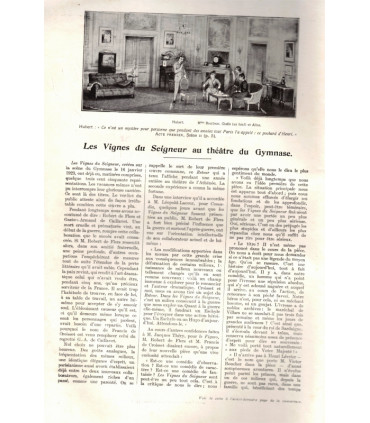 Les vignes du Seigneur, Robert de Flers, acteurs Victor Boucher, Jeanne Cheirel - La Petite Illustration Théâtre 106 1923