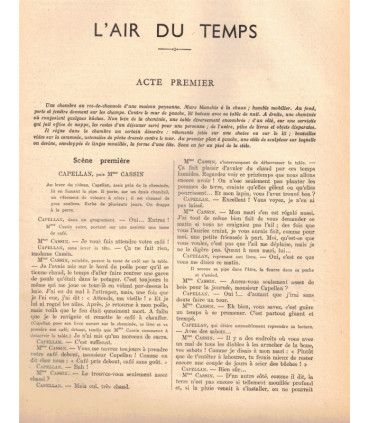 L'air du temps, Charles Vidrac, acteurs Jacques Grétillat, Germaine Lançay - La Petite Illustration Théâtre n°434 1938