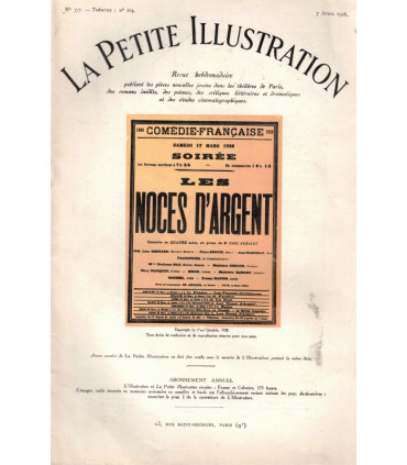 Les noces d'argent, Paul Géraldy, acteurs Madeleine Renaud, Léon Bernard - La Petite Illustration Théâtre n°204 1928