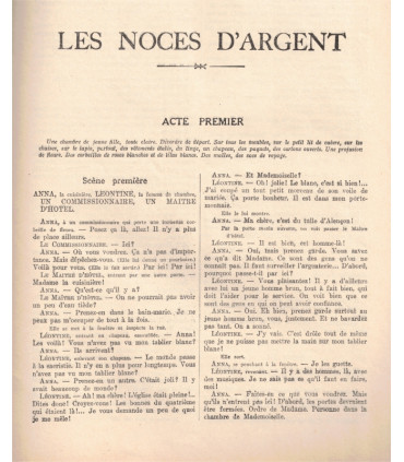 Les noces d'argent, Paul Géraldy, acteurs Madeleine Renaud, Léon Bernard - La Petite Illustration Théâtre n°204 1928