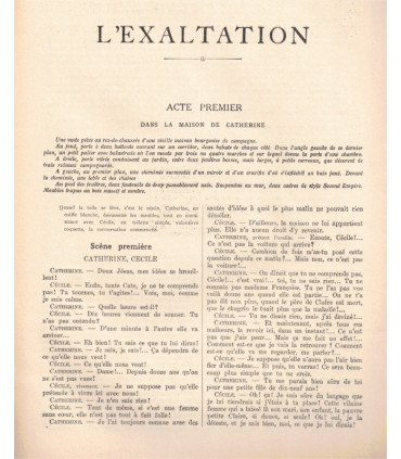 L'exaltation, Edouard Schneider, acteurs  - La Petite Illustration Théâtre n°205 1928