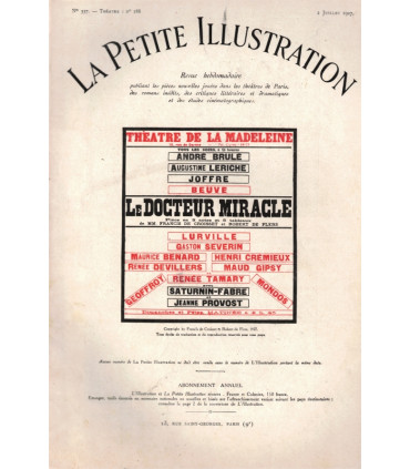 Le docteur miracle, Francis de Croisset, acteurs Saturnin-Fabre, André Brûlé - La Petite Illustration Théâtre n°188 1927