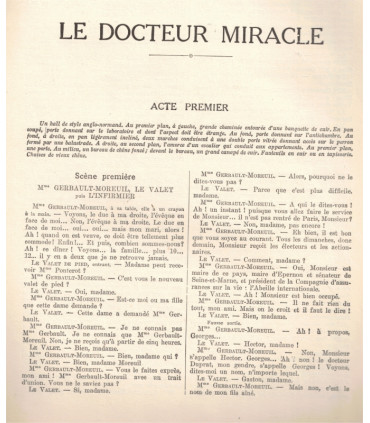 Le docteur miracle, Francis de Croisset, acteurs Saturnin-Fabre, André Brûlé - La Petite Illustration Théâtre n°188 1927