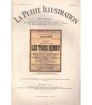 Les trois Henry, André Lang, Comédie-Française, acteur Madeleine Renaud - La Petite Illustration Théâtre n°257 1930