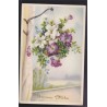 Carte postale Bonne fête, pétunias, sur une patère - carte postale fleurs,