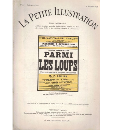 Parmi les loups, Georges Toudouze, acteurs Fernand Charpin, Firmin Gémier,  - La Petite Illustration Théâtre n°172 1926
