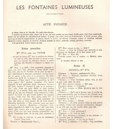 Les fontaines lumineuses, Georges Berr, acteurs Saturnin Fabre, Louvigny - La Petite Illustration Théâtre n°387 1936