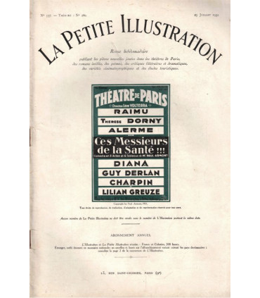 Ces messieurs de la Santé, Paul Armont, acteurs Raimu, Charpin, - La Petite Illustration Théâtre n°280 1931