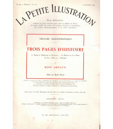 Trois pages d'Histoire, René Arnaud, Radio-Paris, Ravaillac, Ile d'Elbe, radio TSF - La Petite Illustration théâtre 282 1931