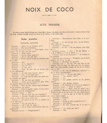 Noix de coco, Marcel Achard, acteurs Raimu, Ginette Leclerc - La Petite Illustration Théâtre N°394 1936