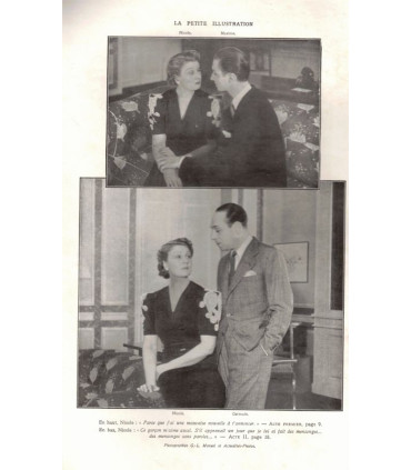 Le voyage, Henry Bernstein, acteurs Claude Dauphin, Valentine Tessier, Jean Wall - La Petite Illustration Théâtre N°429 1938