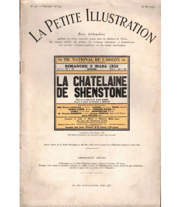 La chatelaine de Shenstone, André Bisson, Florence Barclay, acteur Pierre Richard-Wilm - La Petite Illustration Théâtre 255 1930