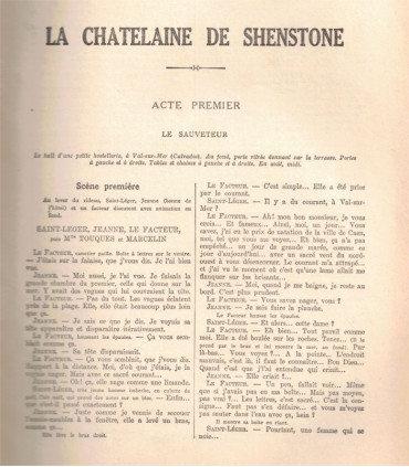 La chatelaine de Shenstone, André Bisson, Florence Barclay, acteur Pierre Richard-Wilm - La Petite Illustration Théâtre 255 1930