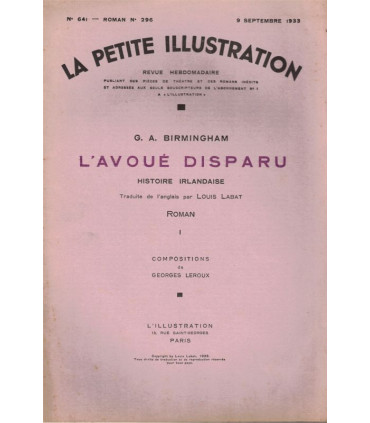 L'avoué disparu, histoire irlandaise, T1 et T2, George Birmingham - roman populaire, La Petite Illustration Roman 296 297 1933