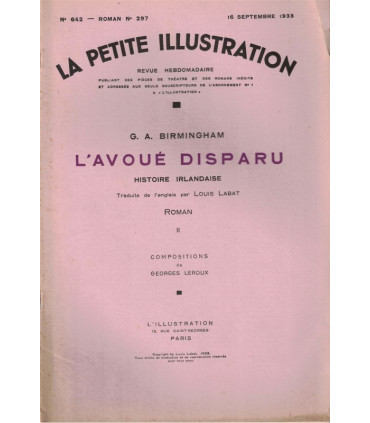 L'avoué disparu, histoire irlandaise, T1 et T2, George Birmingham - roman populaire, La Petite Illustration Roman 296 297 1933