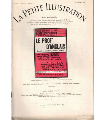 Le prof' d'anglais, Régis Gignoux, acteurs Louis Jouvet, Romain Bouquet - La Petite Illustration Théâtre n°267 1930