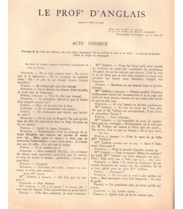 Le prof' d'anglais, Régis Gignoux, acteurs Louis Jouvet, Romain Bouquet - La Petite Illustration Théâtre n°267 1930