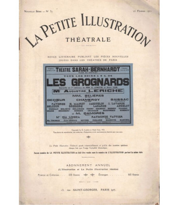 Les grognards, G. Lenotre et Henri Cain, acteur Augustine Leriche  - La Petite Illustration Théâtrale N°37 1921