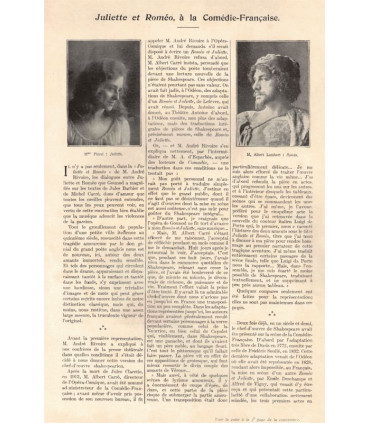 Juliette et Roméo, André Rivoire, Shakespeare, Luigi da Porto, acteur Albert Lambert  - La Petite Illustration Théâtrale 27 1920