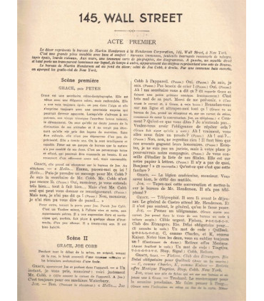 145 Wall Street, George Brooks, Eve Curie, acteurs Michel Simon, Jane Chevrel  - La Petite Illustration Théâtre N°318 1933