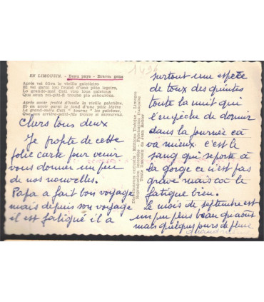 En Limousin, beaux pays, braves gens, poème en patois limousin de Jean Rebler - cartes postales département 87 Haute-Vienne