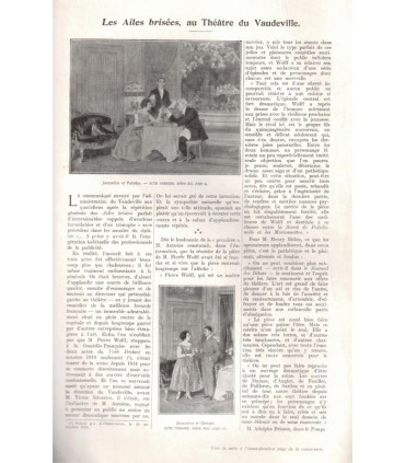 Les ailes brisées, Pierre Wolff, acteurs Francen, Jeanne Provost   - La Petite Illustration Théâtrale 33 1921