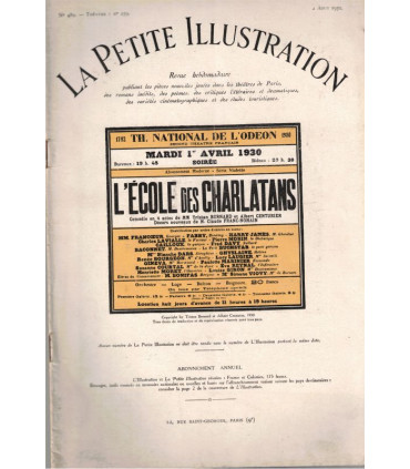 L'école des charlatans, Tristan Bernard, acteur Francoeur - La Petite Illustration Théâtre 259 1930