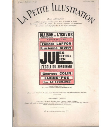 Jules, Juliette et Julien, Tristan Bernard, acteur Georges Colin - La Petite Illustration Théâtre 238 1929