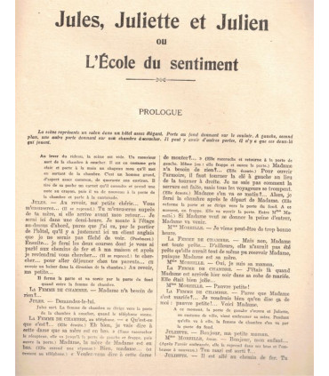 Jules, Juliette et Julien, Tristan Bernard, acteur Georges Colin - La Petite Illustration Théâtre 238 1929