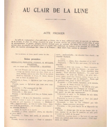 Au clair de la lune, Jehan Bouvelet, acteurs Maurice Lagrenée, Suzanne Nivette  - La Petite Illustration Théâtre 244 1929
