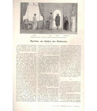 Martine, Jean-Jacques Bernard, acteurs Jean Caudray, Marguerite Jamois   - La Petite Illustration Théâtre 74 1922