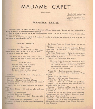 Madame Capet, Marcelle-Maurette, acteurs Marguerite Jamois, Georges Vitray   - La Petite Illustration Théâtre N°433 1938