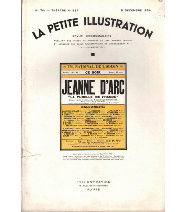Jeanne d'Arc la Pucelle de France, Saint-Georges de Bouhélier, acteur Louis Seigner  - La Petite Illustration Théâtrale 357 1934