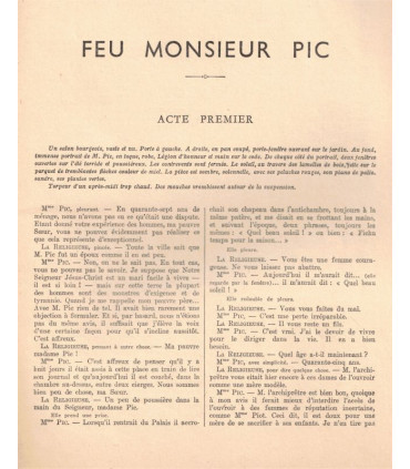 Feu Monsieur Pic, Charles de Peyret-Chappuis, acteur André Moreau  - La Petite Illustration Théâtre 460 1939