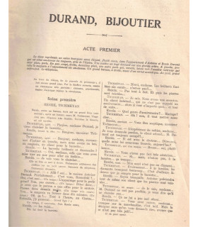 Durand bijoutier, Léopold Marchand, acteurs Jacques Baumer, Blanche Montel - La Petite Illustration Théâtre N°251 1930