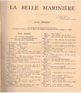 La belle marinière, Marcel Achard, acteurs Marie Bell, Jean Yonnel - La Petite Illustration Théâtre N°249 1930