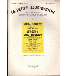 Rêves sans provision, Ronald Gow, Walter Greenwood, Pierre Brasseur, Henri Crémieux  - La Petite Illustration Théâtre 418 1937