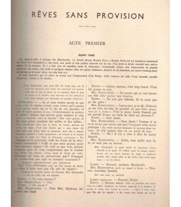 Rêves sans provision, Ronald Gow, Walter Greenwood, Pierre Brasseur, Henri Crémieux  - La Petite Illustration Théâtre 418 1937