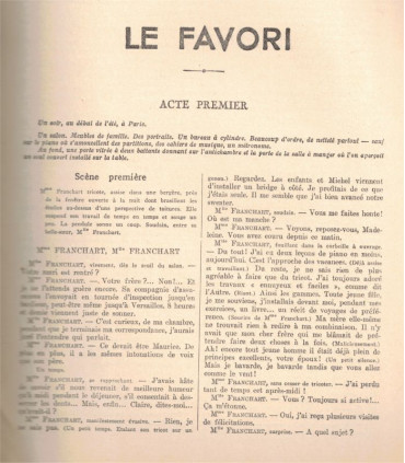 Le favori, Martial-Piéchaud, acteurs Nelly Cormon, Paul Oettly, Raymond-Girard - La Petite Illustration Théâtre N°315 1933