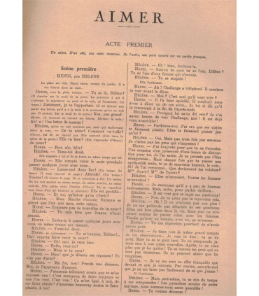 Aimer, Paul Géraldy, Comédie-Française, acteurs Jean Hervé, Piérat  - La Petite Illustration Théâtre N°56 1921