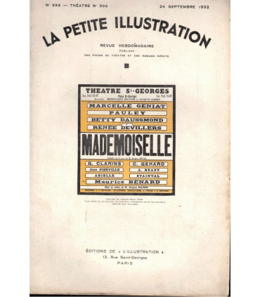 Mademoiselle, Jacques Deval, acteurs Pauley, Marcelle Géniat, Renée Devillers  - La Petite Illustration Théâtre N°306 1932