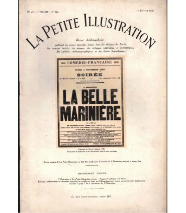 La belle marinière, Marcel Achard, acteurs Marie Bell, Jean Yonnel - La Petite Illustration Théâtre N°249 1930