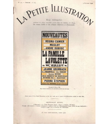 La famille Lavolette, Brieux, acteurs André Dubosc, Régina-Camier - La Petite Illustration Théâtre N°169 1926