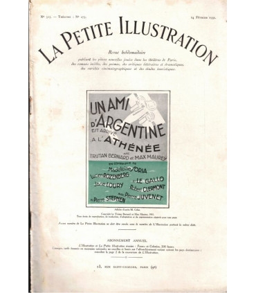 Un ami d'Argentine, Tristan Bernard, acteurs Madeleine Soria, Lucien Rozenberg, - La Petite Illustration Théâtre 273 1931