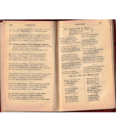 Petit recueil de prières et de cantiques pour le catéchisme de Première Communion, Abbé Saurin 1913 - avec croix en laiton
