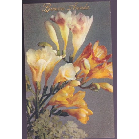 Carte postale Bonne année, freesias - carte postale ancienne, fleurs, fête