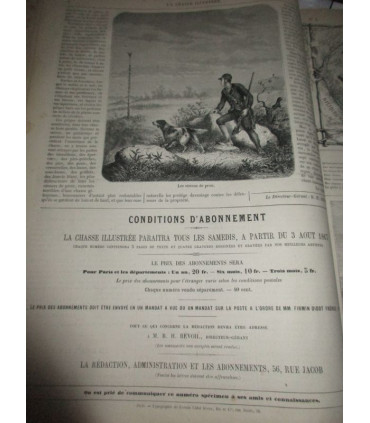La Chasse Illustrée, journal des plaisirs de la ferme et du château 1867-1868 1e année, avec n° Spécimen du 14 juil 1867 -