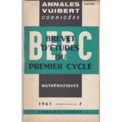 Annales Vuibert BEPC 1961...