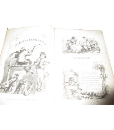 Vie publique et privée des animaux scènes de moeurs, 1ère partie et début 2e, P.J. Stahl, vignettes Grandville 1840-1841 - rare!